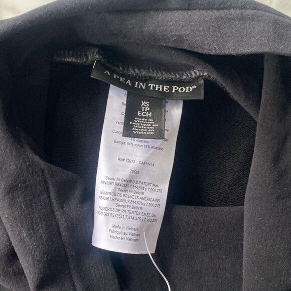 Maternity Leggings Black French Terry Size XS Full Length Thick! - Picture 9 of 10